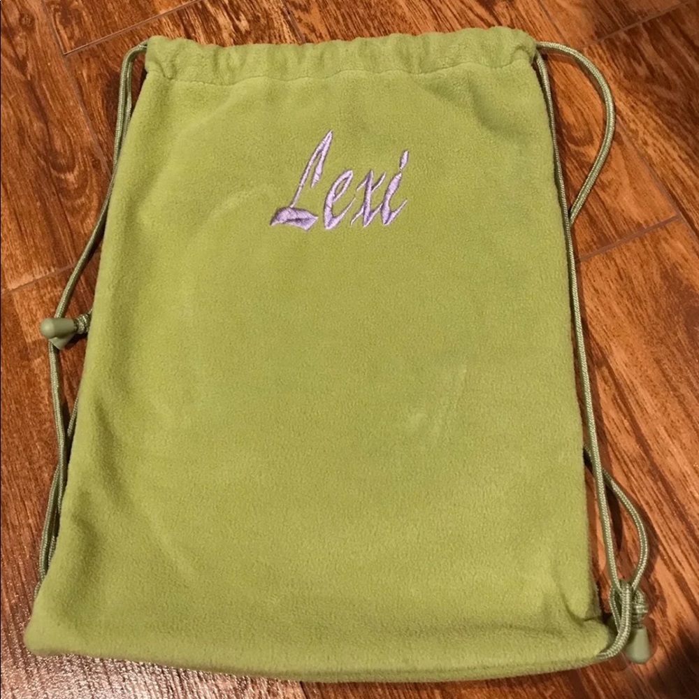 Lexi Drawstring Backpack Green Tote Bag - Picture 3 of 11